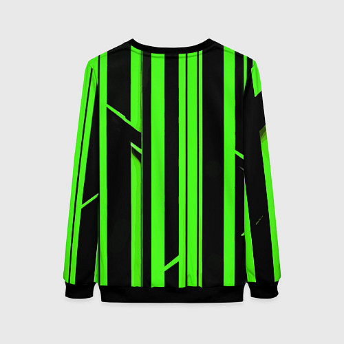 Женский свитшот Толстые зелёные полосы на чёрном фоне / 3D-Черный – фото 2