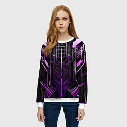 Свитшот женский Purple lines on a black background, цвет: 3D-белый — фото 2