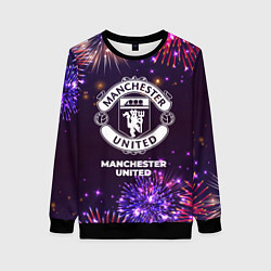 Свитшот женский Праздничный Manchester United, цвет: 3D-черный