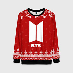 Свитшот женский Новогодний BTS с оленями, цвет: 3D-черный