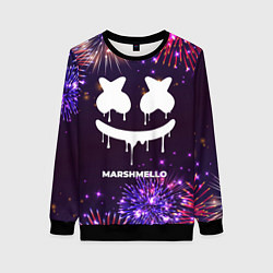 Свитшот женский Праздничный Marshmello, цвет: 3D-черный