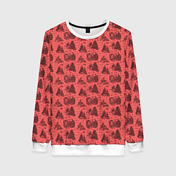 Женский свитшот Новогодние звери на красном