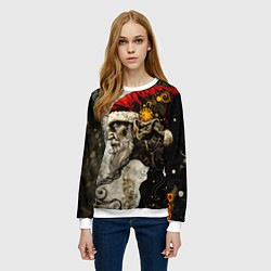 Свитшот женский Санта демон стимпанк, цвет: 3D-белый — фото 2