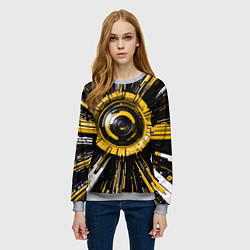 Свитшот женский Чёрно-жёлтая сфера киберпанк, цвет: 3D-меланж — фото 2
