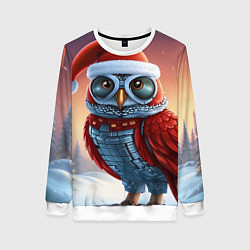 Женский свитшот Новогодняя кибер сова