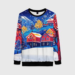 Женский свитшот Новогодний городок в горах