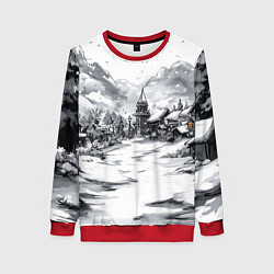 Женский свитшот Город в снегу перед новым годом