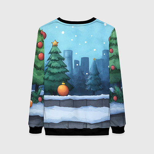 Женский свитшот Елки и елочные игрушки / 3D-Черный – фото 2