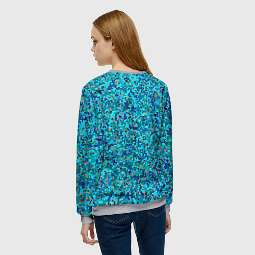 Женский свитшот Сине-голубой пуантилизм / 3D-Меланж – фото 4