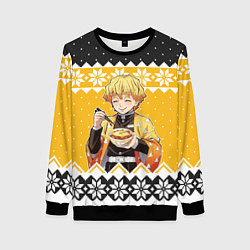 Свитшот женский Зеницу новогодний свитер из Demon slayer, цвет: 3D-черный