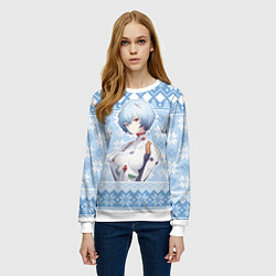 Свитшот женский Rei christmas sweater Evangelion, цвет: 3D-белый — фото 2