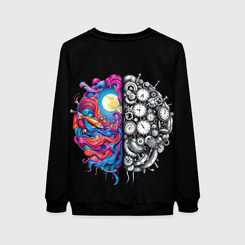 Женский свитшот Правое и левое полушарие / 3D-Черный – фото 2