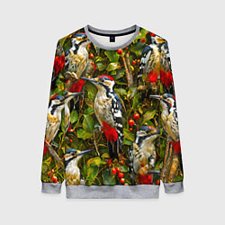 Свитшот женский Дятлы, цвет: 3D-меланж