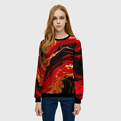 Свитшот женский Красно-золотые брызги на чёрном фоне, цвет: 3D-черный — фото 2
