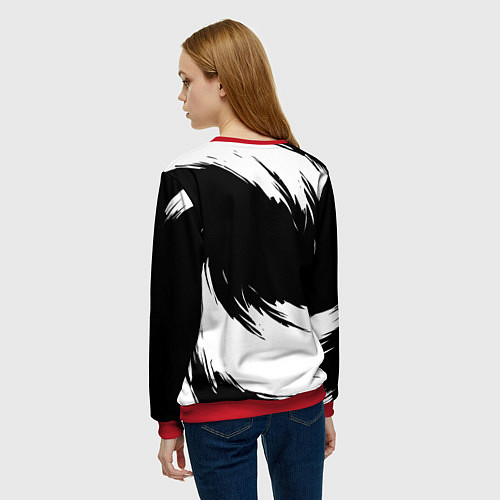 Женский свитшот Lixiang - белые штрихи / 3D-Красный – фото 4