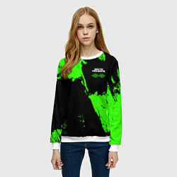Свитшот женский Arctic Monkeys - Зеленые брызги, цвет: 3D-белый — фото 2