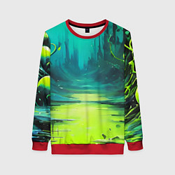 Женский свитшот Зелёная кислотная абстракция