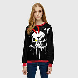 Свитшот женский Арт череп самурая, цвет: 3D-красный — фото 2