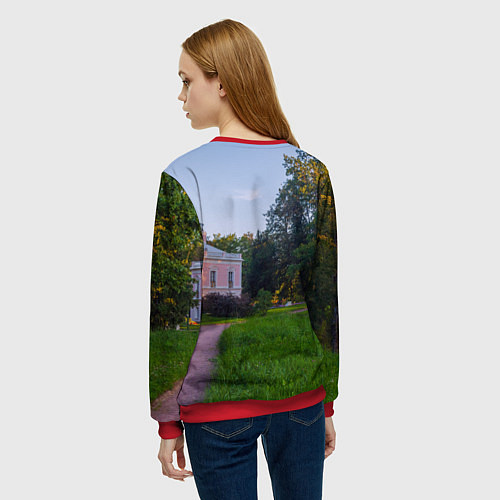 Женский свитшот Дворец Петра III в Ораниенбауме / 3D-Красный – фото 4