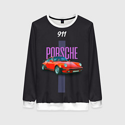 Свитшот женский Porsche 911 cпортивный немецкий автомобиль, цвет: 3D-белый
