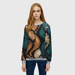 Свитшот женский Кожа в змеином стиле, цвет: 3D-меланж — фото 2