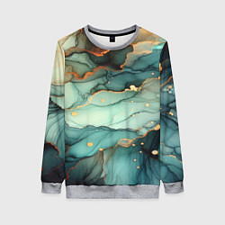 Женский свитшот Бирюзовый узор с оранжевыми вставками