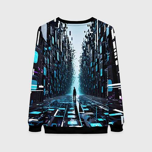 Женский свитшот Человек в цифровом лесу / 3D-Черный – фото 2