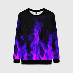 Женский свитшот Неоновый огонь на черном фоне