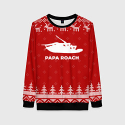 Свитшот женский Новогодний Papa Roach с оленями, цвет: 3D-черный