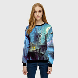 Свитшот женский Коттедж ведьмы - нейроарт фантазия, цвет: 3D-черный — фото 2