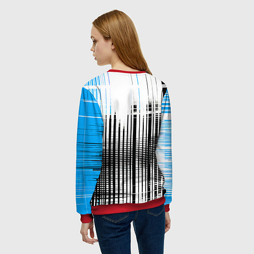 Женский свитшот Сине-чёрный гранж на белом фоне / 3D-Красный – фото 4
