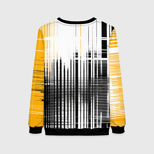 Женский свитшот Жёлто-чёрный гранж на белом фоне / 3D-Черный – фото 2