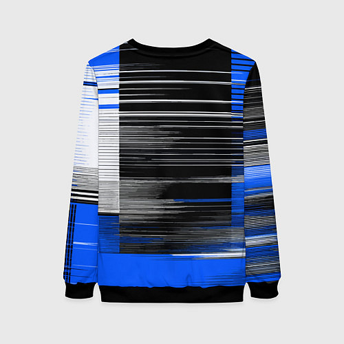 Женский свитшот Белые вертикальные полосы на чёрно-синем фоне / 3D-Черный – фото 2