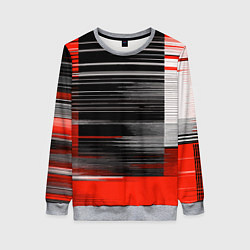 Женский свитшот Белые вертикальные полосы на чёрно-красном фоне