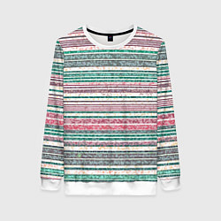 Женский свитшот Светлый зелёно-розовый текстурированные полосы