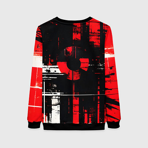 Женский свитшот Красно-белый гранж на чёрном фоне / 3D-Черный – фото 2