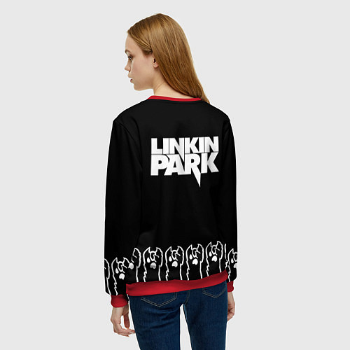 Женский свитшот Linkin Park: cat rock / 3D-Красный – фото 4