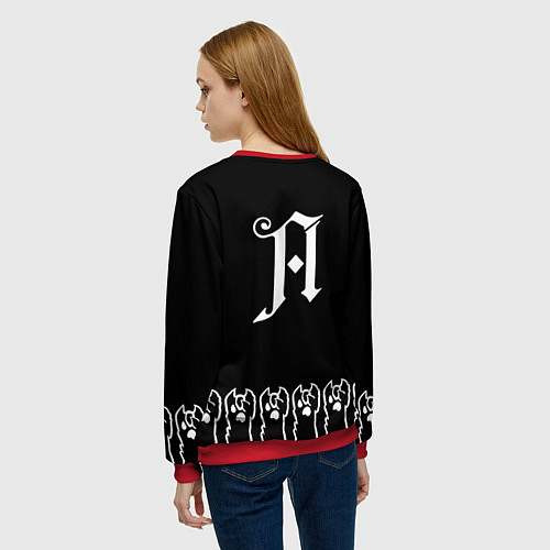 Женский свитшот Architects - кот рок / 3D-Красный – фото 4