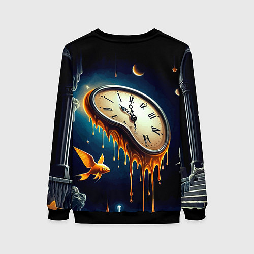 Женский свитшот Течение времени - сюрреализм / 3D-Черный – фото 2
