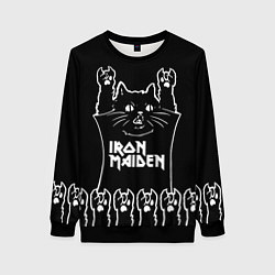 Свитшот женский Iron Maiden: cat rock, цвет: 3D-черный