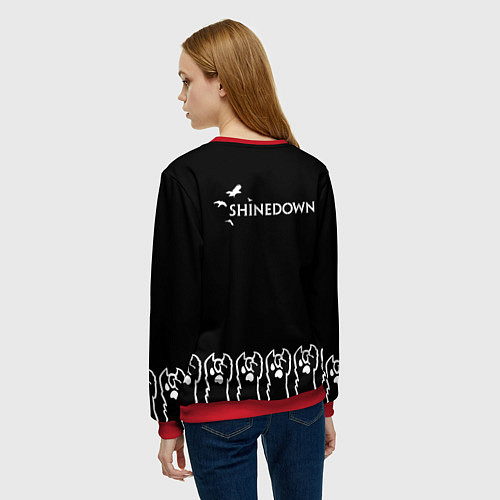 Женский свитшот Shinedown: cat rock / 3D-Красный – фото 4