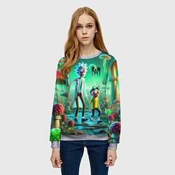 Свитшот женский Рик и Морти изучают планету мухоморов - нейроарт ф, цвет: 3D-меланж — фото 2