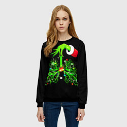 Свитшот женский Гринч похищает сердца, цвет: 3D-черный — фото 2