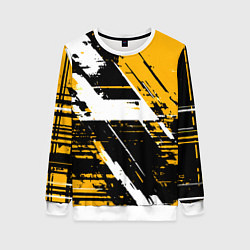 Женский свитшот Diagonal black and white stripes on a yellow backg