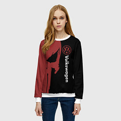 Свитшот женский Volkswagen и череп, цвет: 3D-белый — фото 2