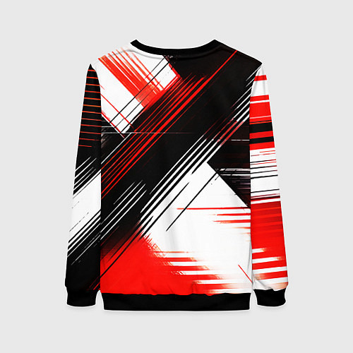 Женский свитшот Диагональные красно-чёрные линии на белом фоне / 3D-Черный – фото 2
