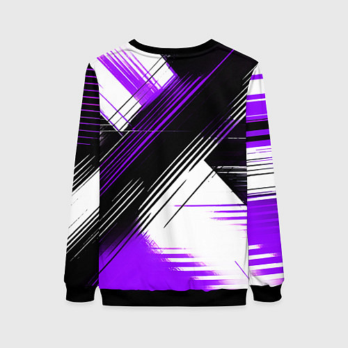 Женский свитшот Диагональные фиолетово-чёрные линии на белом фоне / 3D-Черный – фото 2