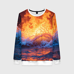 Свитшот женский Стихия огня и воды, цвет: 3D-белый