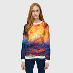 Свитшот женский Стихия огня и воды, цвет: 3D-белый — фото 2
