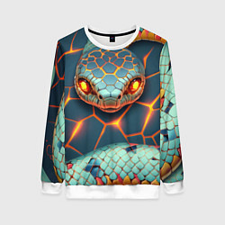 Свитшот женский Snake cyberpunk style, цвет: 3D-белый